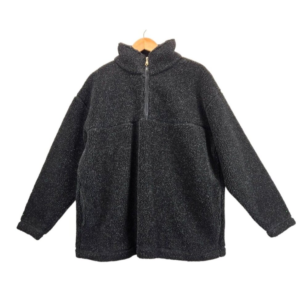 Vtg Mens Jacket Charcoal High-Pile Fleece Sherpa Sz L/XL by Most Wanted Pockets